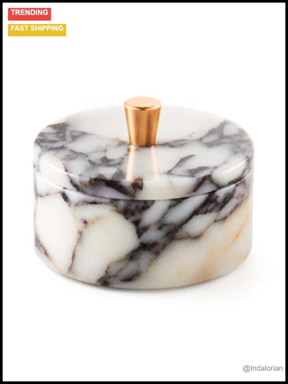 Calacatta Viola Marble Jewelry Organizer Round Box with Lid Trinket Storage